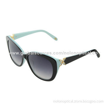 2014 Black with Blue Metal Sunglasses for Women, OEM Orders Welcomed